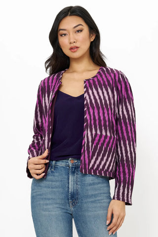 Oliphant Crew Neck Jacket- Ikat Purple