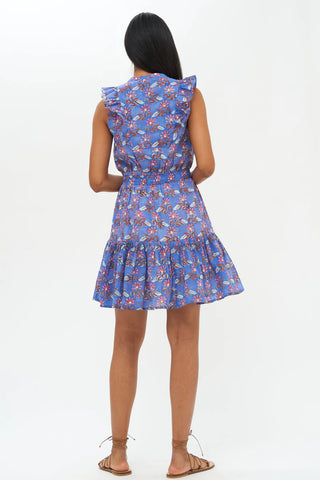 Oliphant Sleeveless Smocked Waist Dress- Taos Blue