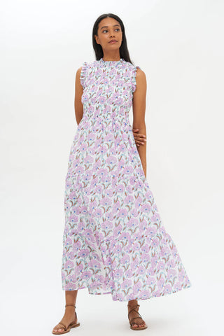 Oliphant Sleveless Smocked Maxi-Lucia Lilac
