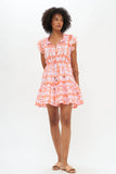 Oliphant Cinched Flirty Dress-Tigerlily Orange