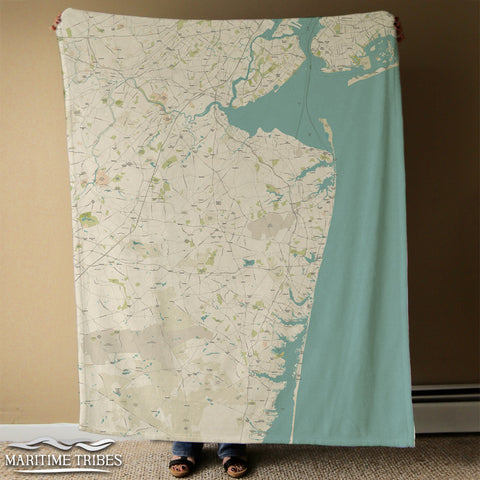 Jersey Shore Coast Map Blanket