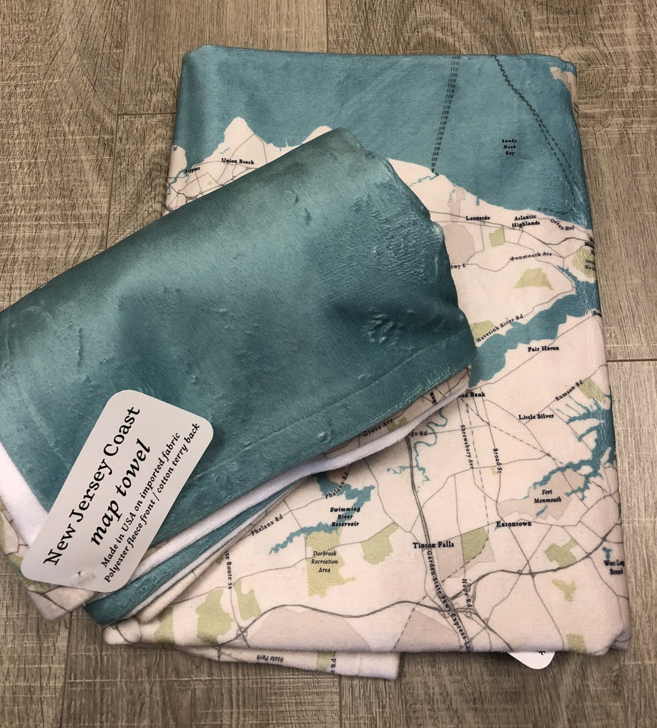 Jersey Shore Coast Map Beach Towel Bungalow Road